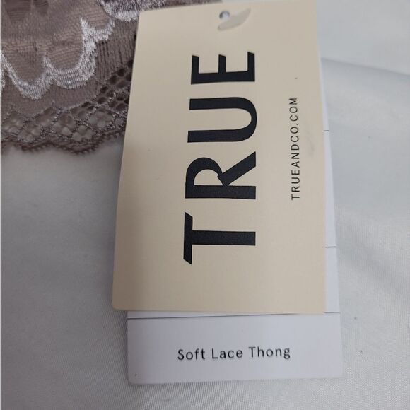 NEW TRUE soft lace thong and soft lace wirefree bralette in‎ mink gray set S - Picture 7 of 11